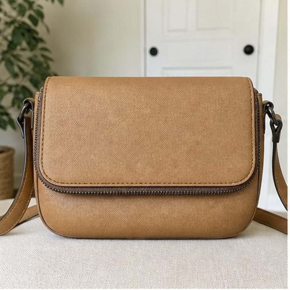 Brown Saffiano Crossbody Bag